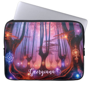 Custom Name Autumnal Enchanted Whimsigoth Forest Laptop Sleeve