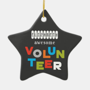 Custom Name, Awesome Volunteer Appreciation Ceramic Tree Decoration