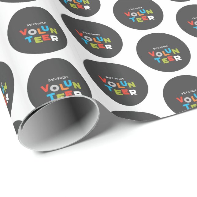 Custom Name, Awesome Volunteer Appreciation Wrapping Paper (Roll Corner)