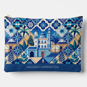 Custom Name Azulejo Tiles Pattern Accessory Pouch