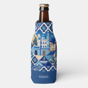 Custom Name Azulejo Tiles Pattern Bottle Cooler