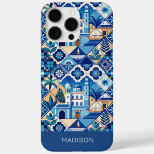 Custom Name Azulejo Tiles Pattern iPhone 16 Pro Max Case