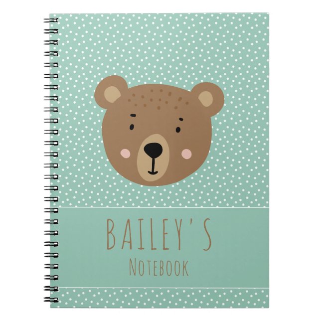 Custom name Baby Bear cute kids  Notebook (Front)