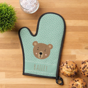 Custom name Baby Bear cute kids Oven Mitt