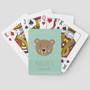 Custom name Baby bear cute kids Playing Cards