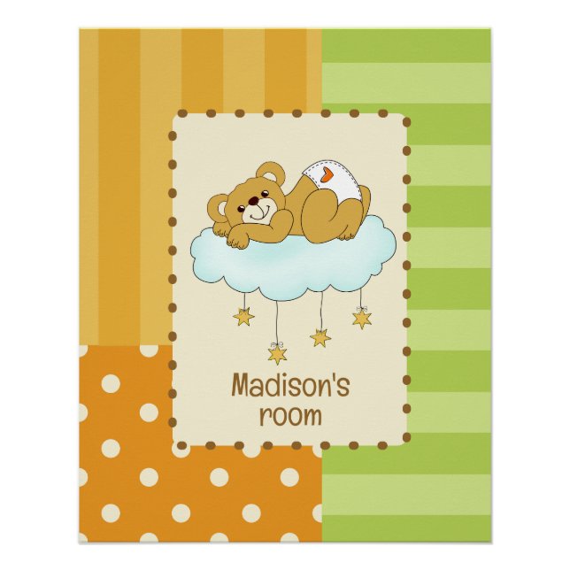Custom Name Baby Bear Teddy Poster (Front)
