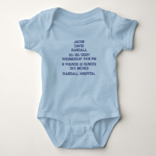 Custom Name Baby Birth Stats Announcement Jersey  Bodysuit