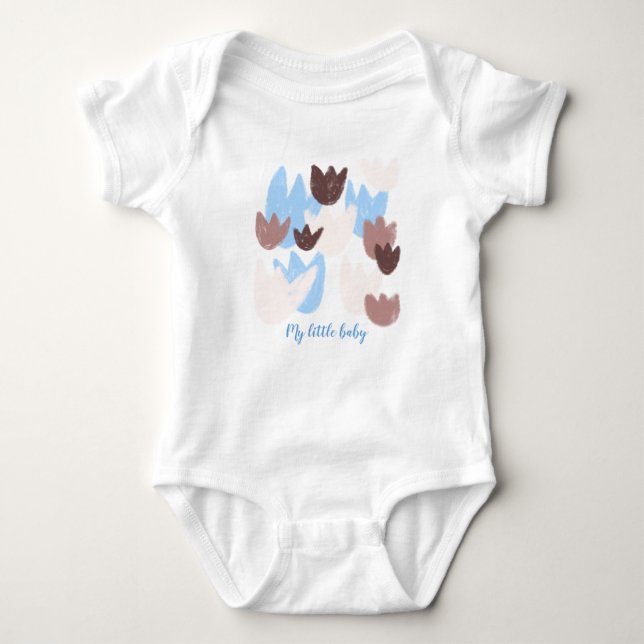 Custom name baby boy spring floral  baby bodysuit (Front)