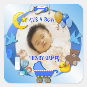 Custom Name Baby Boy  Square Sticker