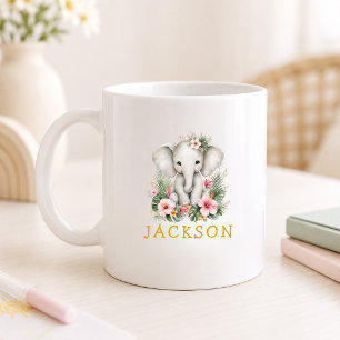 Custom Name Baby Elephant Safari Jungle Coffee Mug