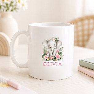 Custom Name Baby Elephant Safari Jungle Coffee Mug