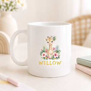 Custom Name Baby Giraffe Safari Jungle Coffee Mug