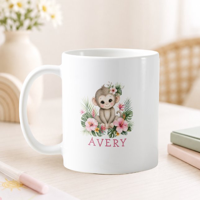 Custom Name Baby Monkey Safari Jungle Coffee Mug (Custom Name Baby Monkey Safari Jungle Coffee Mug)