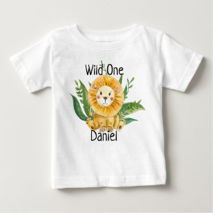 Custom Name Baby Toddler T Shirt Top Wild One Lion