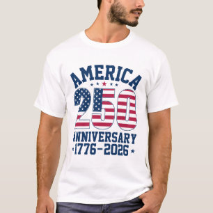 Custom Name (Back) Bold Simple America 250 Years T-Shirt