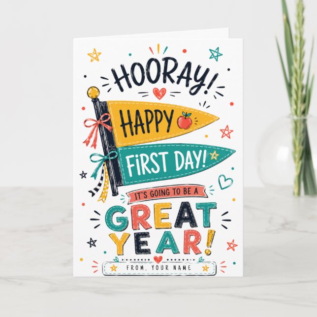 Custom name back to school Printable gift Teachers Card (Front)
