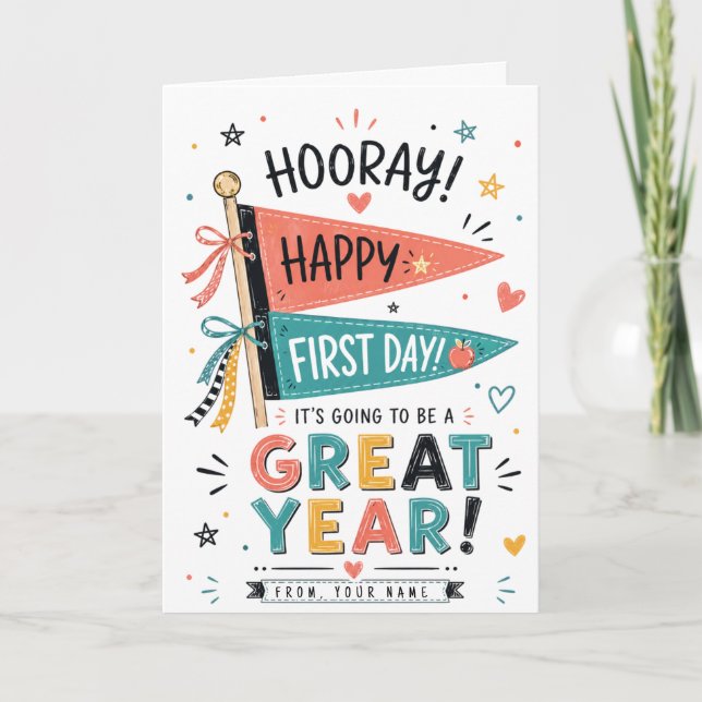Custom name back to school Printable gift Teachers Card (Front)