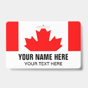 Custom name badge with Canadian flag ID Badge
