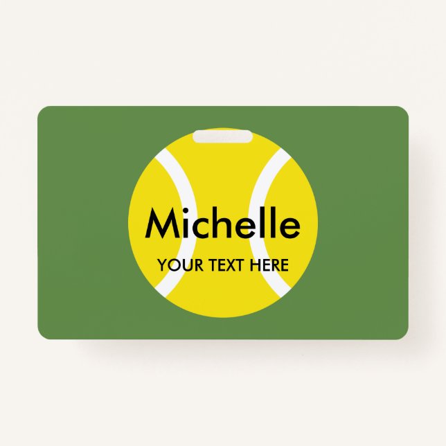 Custom name badges for tennis player and coach ID badge (Front)