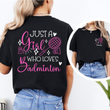 Custom Name Badminton Girl Double Sided Pink
