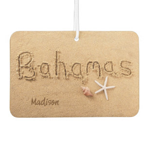 Custom Name Bahamas Beach Car Air Freshener