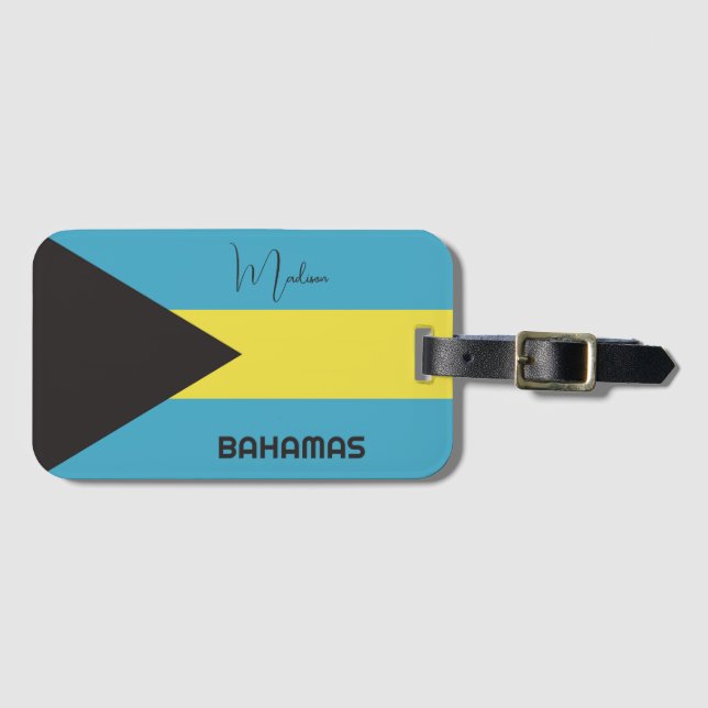 Custom Name Bahamas Flag Luggage Tag (Front Horizontal)