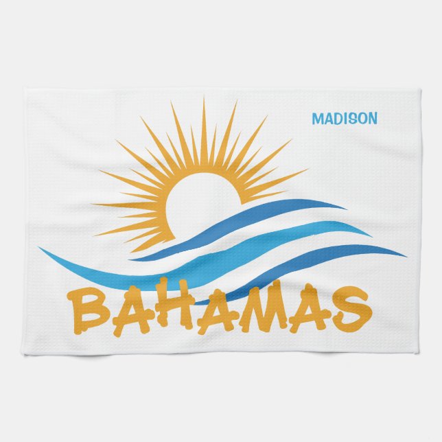 Custom Name Bahamas Tea Towel (Horizontal)