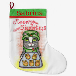Custom Name Baking Cat Christmas Stocking