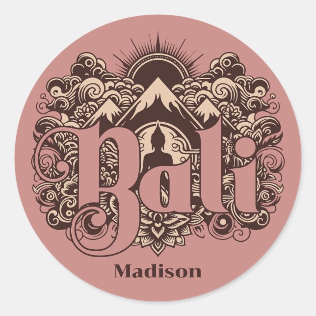 Custom Name Bali Classic Round Sticker (Front)