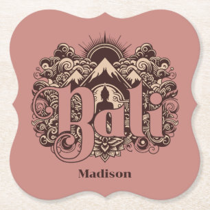 Custom Name Bali Paper Coaster