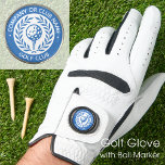 Custom Name Ball Marker Blue Personalised Golf Glove<br><div class="desc">Create your own unique golf glove and ball marker! A classic design featuring a victory laurel wreath, framing a golf ball and tee. This editable template can be customised for a golf club, country club, company name, team player, golf club member or individual golfer. Perfect for commemorating special days, corporate...</div>