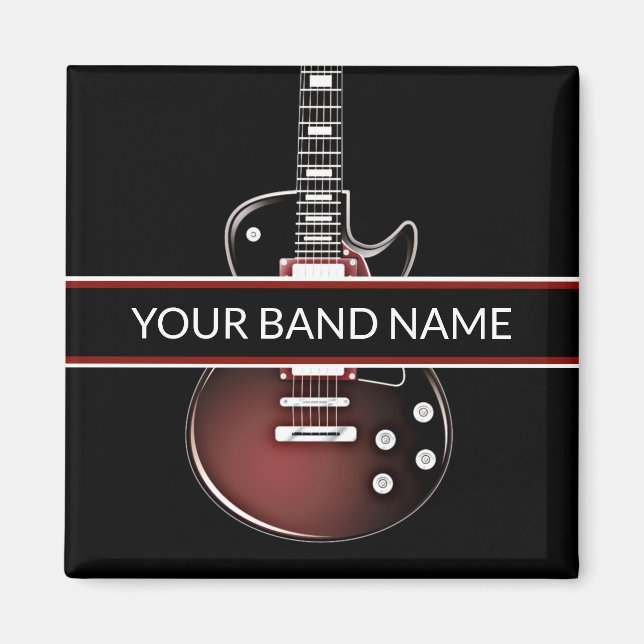 Custom Name Band Guitar Rock & Roll Music Musician Magnet (Front)