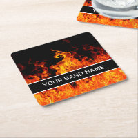 Custom Name Band Merch Flames Rock & Roll Music