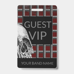 Custom Name Band Merch Rock Skull Metal Lanyard ID Badge
