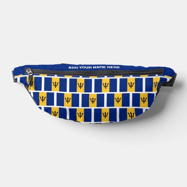 Custom Name BARBADOS FLAG Fanny Pack (Lay Down)
