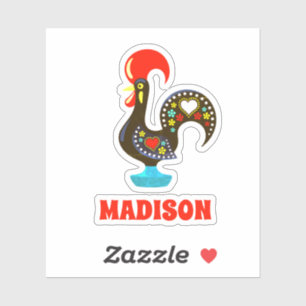 Custom Name Barcelos Portuguese Rooster Black