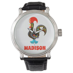 Custom Name Barcelos Portuguese Rooster Black Watch