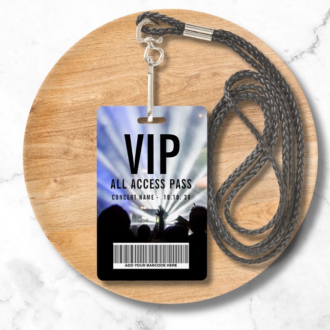 Custom Name Barcode VIP All Access Pass Concert ID Badge (Creator Uploaded)