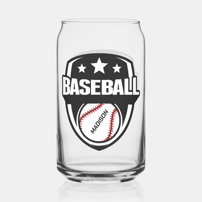 Custom Name Baseball Can Glass (Front)