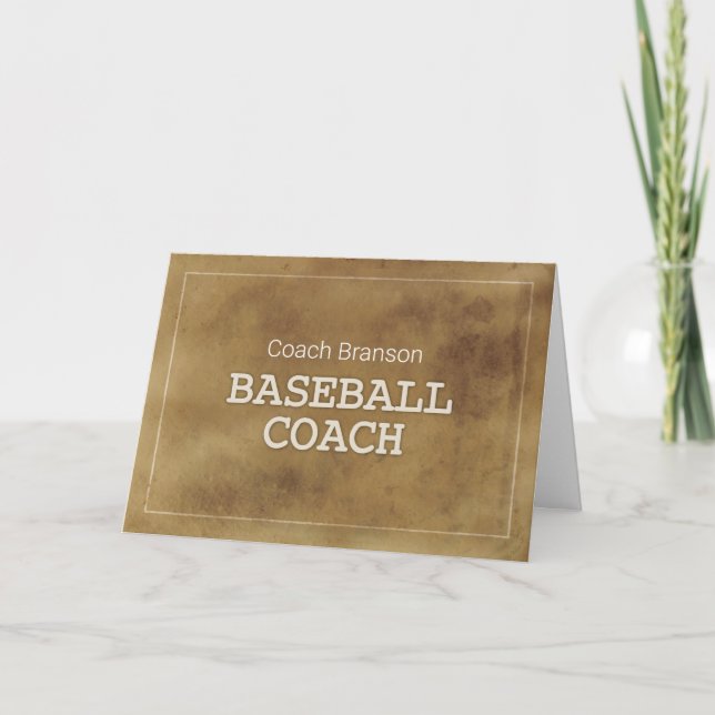 Custom Name Baseball Coach Thanks Definition Card (Front)