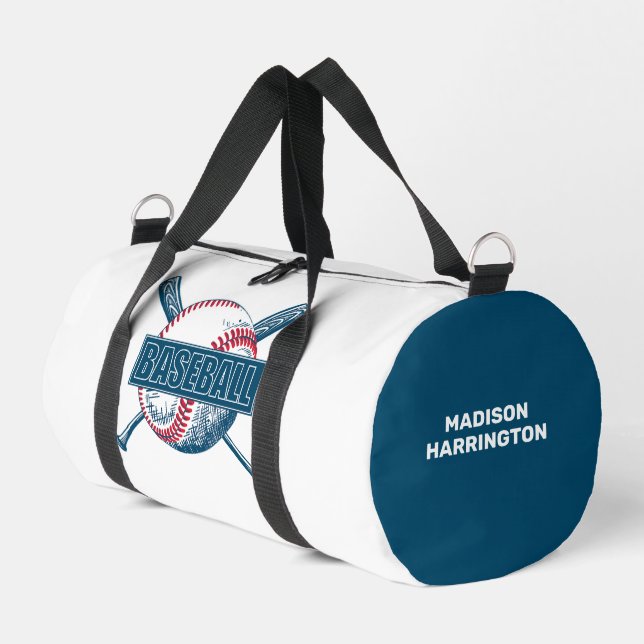Custom Name Baseball Duffle Bag (Left Corner)