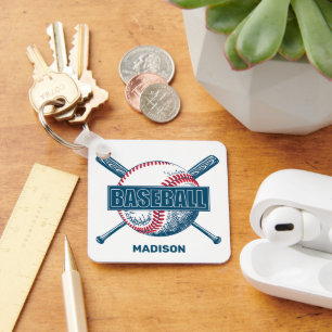 Custom Name Baseball Key Ring