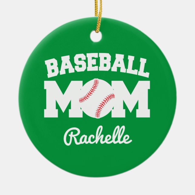 Custom Name Baseball Mum Christmas Ornament (Front)