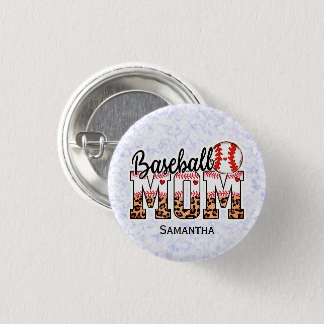 Custom Name Baseball Mum | Mother's Day 3 Cm Round Badge (Front & Back)