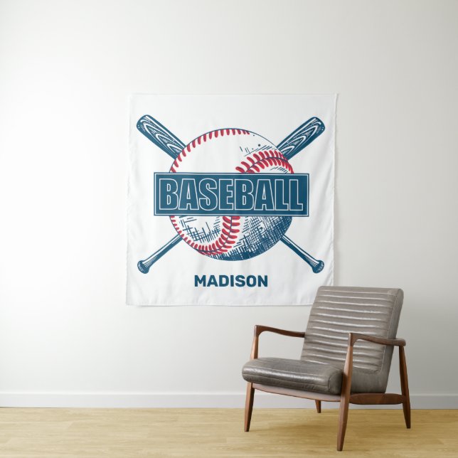 Custom Name Baseball Tapestry (In Situ)