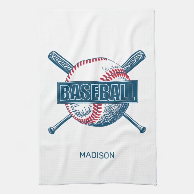 Custom Name Baseball Tea Towel (Vertical)