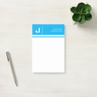 Custom Name Basic Clean Simple Minimalist Azure Post-it Notes