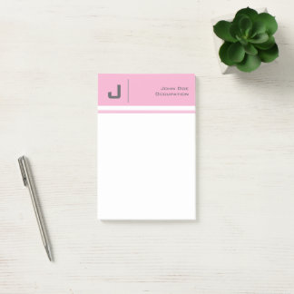 Custom Name Basic Clean Simple Minimalist Pink Post-it Notes