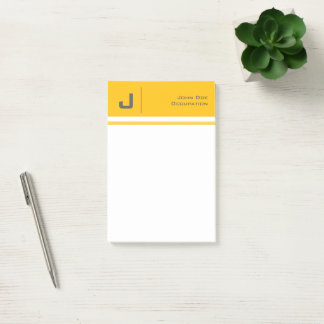 Custom Name Basic Clean Simple Minimalist Yellow Post-it Notes