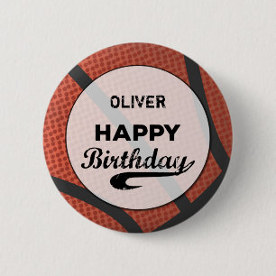 Custom Name Basketball Birthday Large Grunge Ball 6 Cm Round Badge